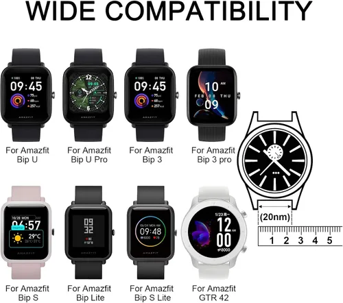 Vista 4 de Amzpas Bandas de metal para Amazfit Bip U Pro/Bip U/Bip 3 Pro/Bip 3/Bip S / Bip S Lite/Bip Lite, correa de repuesto ajustable de acero inoxidable