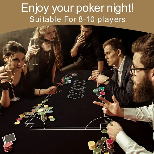Vista 7 de CONTINUE Tapete de póquer portátil para 8 a 10 jugadores, cubierta de mesa de póquer de Texas Hold'em, tapete de póquer de goma con bolsa
