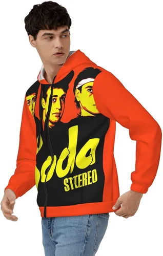Vista 5 de Soda Music And Stereo Men's Hoodie Full Zip Long Sleeve Sweatshirt Printed Casual Shirt Hoodie