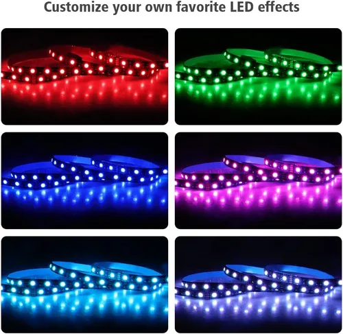 Vista 4 de Tira de luz LED RGB para PC, 19.7 pulgadas, tira LED RGB de 12 V y 4 pines RGB para ASUS Aura Sync, Gigabyte RGB Fusion, MSI Mystic Light, ASRock RGB