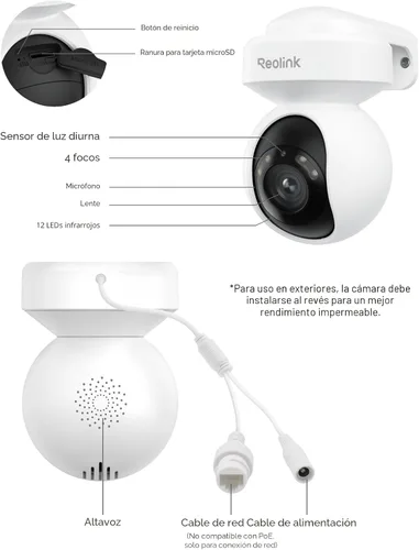 Vista 8 de Cámara de seguridad REOLINK 4K para exteriores con WiFi y enchufe, cámara PTZ para seguridad del hogar, nueva tecnología Wi-Fi 6, seguimiento