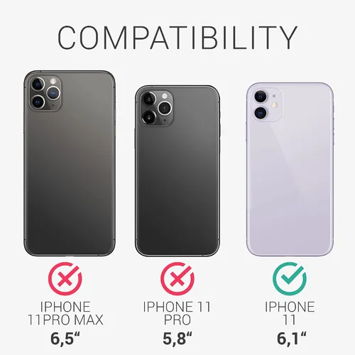 Vista 6 de kwmobile Funda compatible con Apple iPhone 11 - Funda de TPU con tarjetero de crédito, color negro