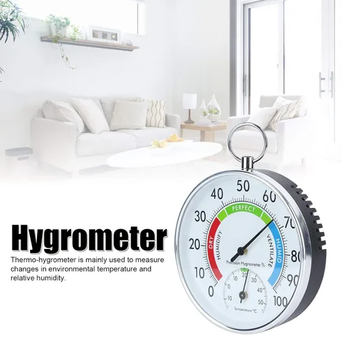 Vista 2 de Medidor de humedad de temperatura, termómetro higrómetro con anillo colgante, higrómetro de pared de alta precisión, probador de humedad
