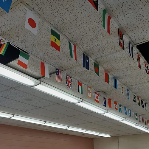 Vista 6 de Banderas de cuerda de 100 países, banderines internacionales, banderas del mundo para bares olímpicos, clubes deportivos, decoraciones escolares