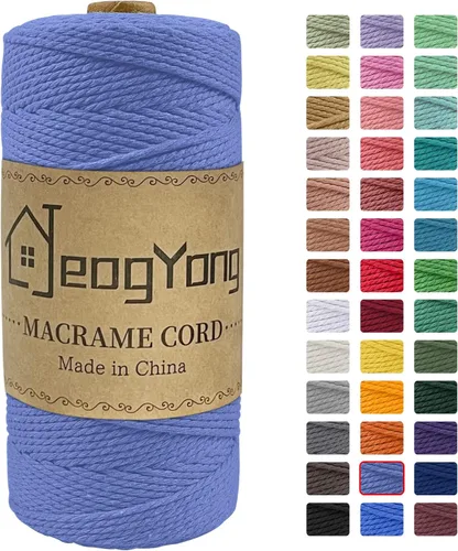 Vista 33 de JeogYong Cuerda de macramé de 0.078 pulgadas x 218 yardas, cuerda de algodón natural torcida de 3 hebras, cuerda de algodón de color para colgar