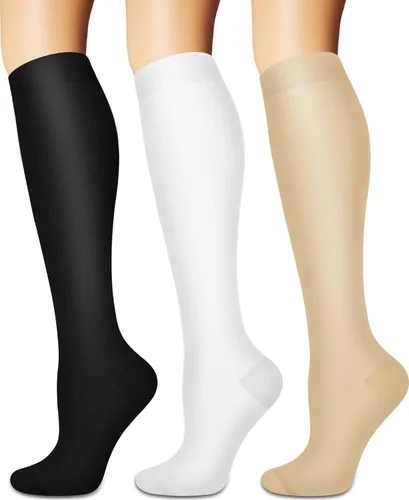 Vista 12 de Calcetines de compresión para mujeres y hombres circulación (3 pares) son el mejor apoyo para correr, atletismo, ciclismo, senderismo