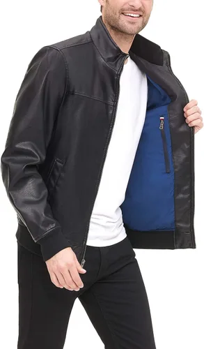 Vista 4 de Tommy Hilfiger chaqueta de aviador sin relleno, piel sintética de cordero, para hombre