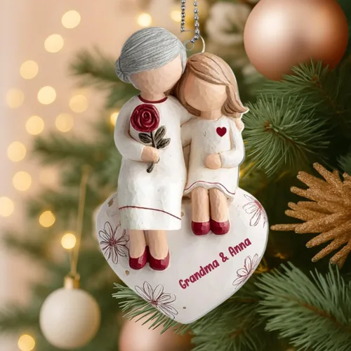 Vista 14 de Abuela y Nieto Moon Loves - Adornos Acrílicos Personalizados de 1 Capa - Te Amo Hasta la Luna y de Vuelta - Adorno Adornos Navideños 2025