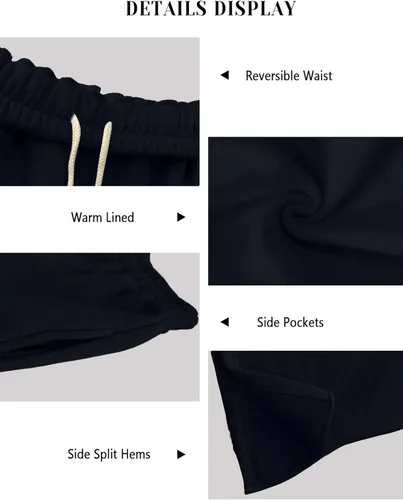 Vista 2 de TBETNE Pantalones deportivos de forro polar para mujer, casuales, elásticos, de cintura alta, pierna ancha, pantalones deportivos Y2K con bolsillos