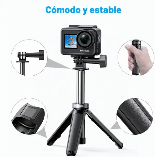 Vista 4 de AKASO Brave 4 4K30fps 20MP Cámara de acción WiFi con mini trípode Selfie Stick