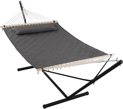 Vista 19 de ANOW Hamaca doble con combo de soporte de acero resistente de 12 pies