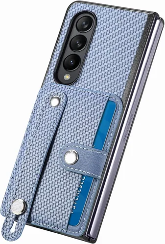 Vista 8 de Asuwish Funda de teléfono para Samsung Galaxy Z Fold 2 5G 2020 y accesorios para celular con correa para la muñeca, soporte para tarjeta de crédito