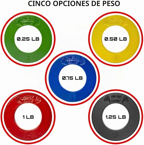 Vista 4 de Micro Gainz - Placas fraccionarias olímpicas, 10 piezas, con bolsa, multicolor