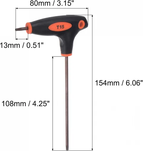 Vista 2 de uxcell Llave Torx a prueba de manipulaciones T15 con mango en T de doble extremo, acero S2 2 unids