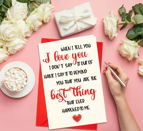 Vista 3 de Tarjeta de San Valentín con texto en inglés "When I Tell You I Love You", regalo de aniversario, boda, cumpleaños para esposa, marido, novia, novio