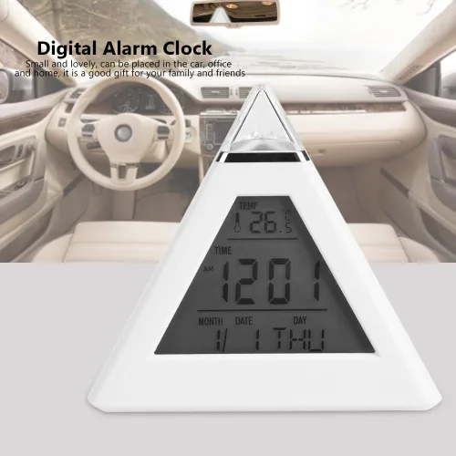 Vista 2 de TOPINCN Reloj despertador digital LED que cambia de color con termómetro LCD, luz nocturna, 8 sonidos de alarma, 7 opciones de color para niños