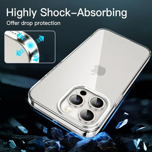 Vista 5 de JETech Funda para iPhone 15 Pro Max de 6.7 pulgadas, TPU suave transparente delgada funda protectora con absorción de golpes, soporta carga