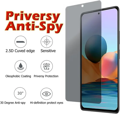 Vista 3 de Ytaland - Protector de pantalla de privacidad para Xiaomi Redmi Note 10 Pro/Note 10 Pro Max, [2 unidades] Anti Spy Anti Peep vidrio templado sin