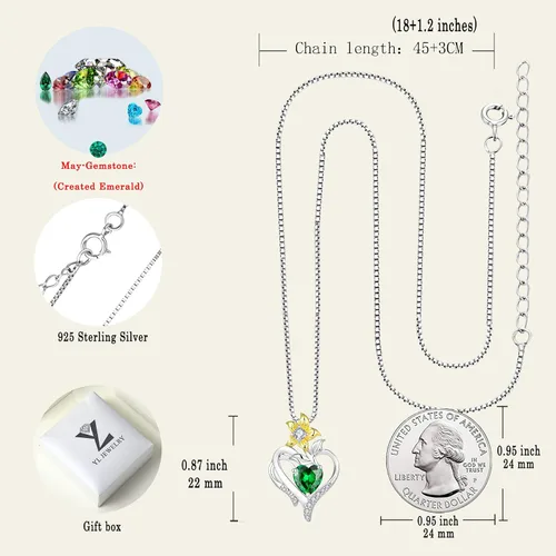 Vista 6 de YL Collar de corazón de plata de ley con colgante de flor de lirio para mujer