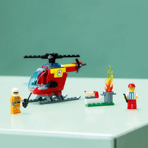 Vista 4 de LEGO City Helicóptero de Bomberos de Juguete 60318 para Niños Preescolares, Niños y Niñas de 4 Años en Adelante, con Minifigura de Bombero