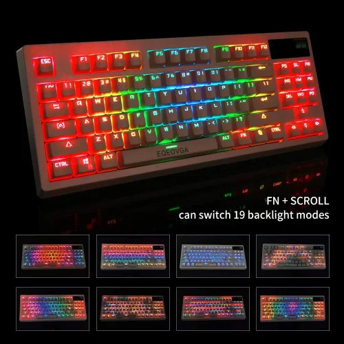 Vista 3 de Pink Wireless RGB Mechanical Gaming Keyboard and Mouse Combo Backlit, Rechargeable Blue Switches Long