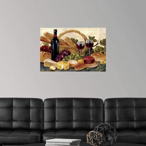 Vista 4 de GREATBIGCANVAS Vino toscano de noche con estampado sin marco, arte de decoración del hogar, 30 x 20 pulgadas