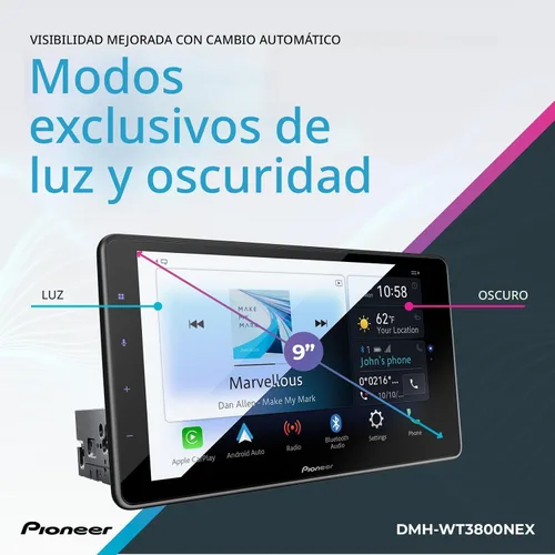 Vista 6 de Pioneer DMH-WT3800NEX Pantalla táctil capacitiva de 9 pulgadas, pantalla flotante - Apple CarPlay inalámbrico y con cable y Android Auto, Amazon