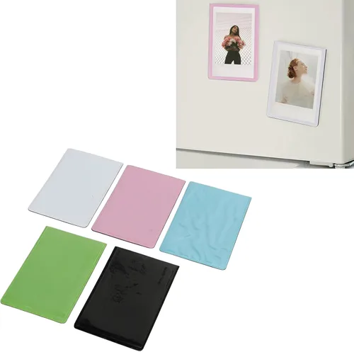 Vista 5 de Portarretratos magnéticos, 5 unidades, marcos magnéticos de PP, funda de fotos de 3 pulgadas, para decoración del refrigerador del hogar, para fotos