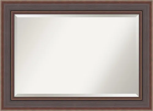 Vista 65 de Amanti Art Espejo de baño marrón para sobre lavabo, espejo rectangular de 24x20 Caleb Brown para tocador, marco rústico pequeño de estilo campestre