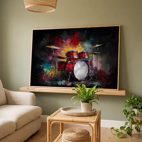 Vista 28 de LuxeWood Arte de Pared Musical en Lienzo - Impresiones Temáticas Musicales Medianas y Grandes para Sala de Estar, Oficina, Estudio, Airbnb