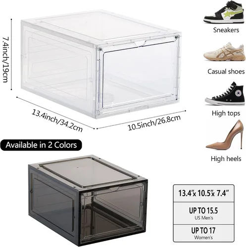 Vista 2 de evron Cajas organizadoras de zapatos resistentes, cajas organizadoras de armario, cajas de zapatos de fácil montaje a presión, contenedores