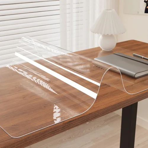 Vista 8 de Oterri Almohadilla de Escritorio Transparente, 12''x12'' Resistente al Calor Impermeable PVC Borde Redondo Alfombrilla Protectora de Escritorio