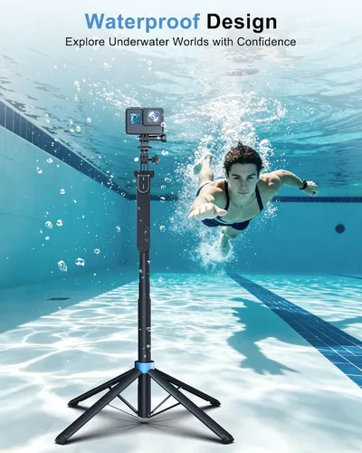 Vista 9 de Trípode de palo selfie de 4 patas de 71 pulgadas para GoPro/Osmo Pocket 3/insta360/iPhone/Android, soporte de trípode para teléfono celular