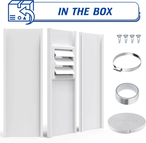 Vista 9 de Kit de ventana de ventilación para secadora con tapa de ventilación con solapas móviles, diseñado para manguera de secadora con 4 pulgadas