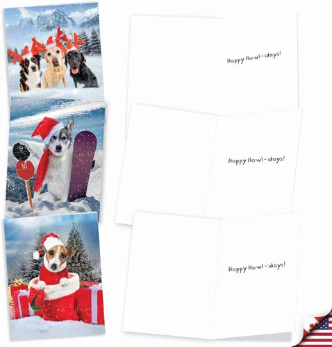 Vista 2 de The Best Card Company - 20 adorables tarjetas de felicitación navideñas (4 x 5.12 pulgadas) - Saludos de cachorros a granel, surtidos