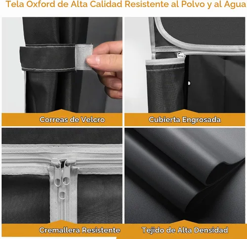 Vista 5 de Higeego H4 Plus Perchero Enrollable con Cubierta, Perchero de Ropa Resistente con Ruedas, Closet Portátil para Colgar Ropa, Organizador