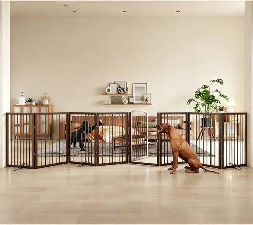 Vista 8 de JSB Puerta para perros de 72 pulgadas extra ancha de 28 pulgadas de altura, puerta para mascotas independiente para pasillos, escaleras y hogar