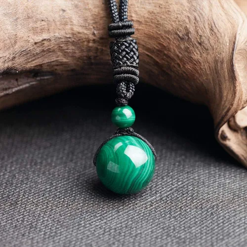 Vista 17 de iSTONE Collar unisex con dije de cuentas redondas auténticas, cadena de cuerda negra de 24 pulgadas para hombres y mujeres