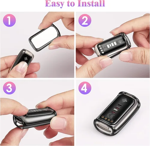 Vista 7 de Fintie Paquete de 4 fundas protectoras de pantalla compatibles con Fitbit Luxe, TPU suave, protector completo de pantalla, 2 negros, 2 transparentes
