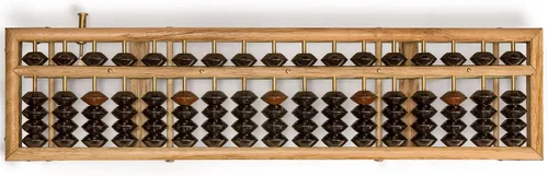 Vista 6 de ábaco de madera de estilo retro, calculadora de Soroban con botón de reajuste, 13.75 pulgadas, 17 columnas.