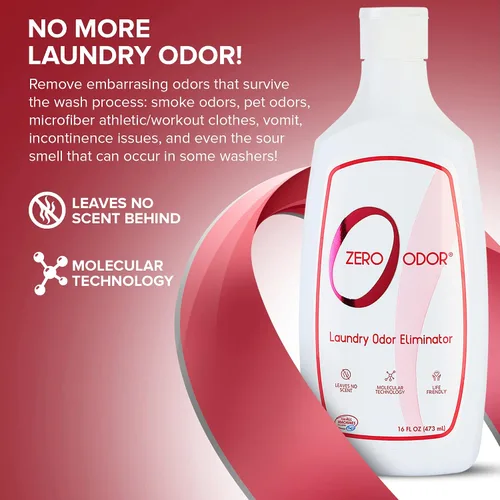 Vista 3 de Zero Odor – Eliminador de olores para lavandería – Elimina permanentemente el olor de la ropa – Tecnología molecular patentada. Ideal para ropa