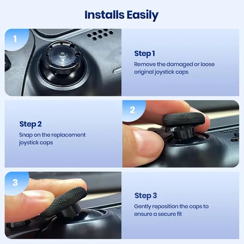 Vista 5 de NEWDERY Joystick Replacement Grip Caps for PS4/PS5 Controller, PS5/PS4 Thumb Grips Caps, Anti-Stickiness, Anti-Slip, Anti-Scratch, Anti-Fingerprint