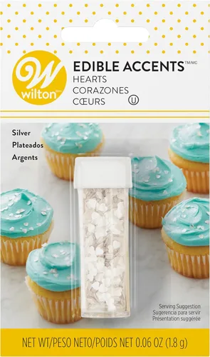Vista 2 de Purpurina comestible Wilton, Rosado con corazones