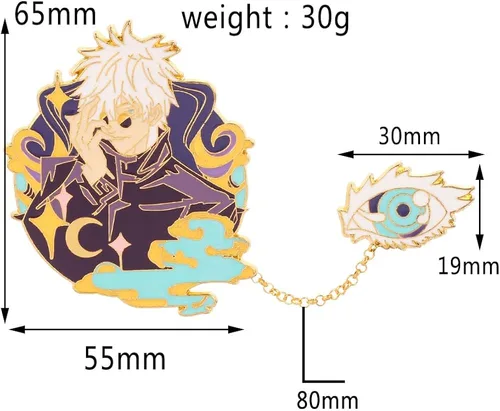 Vista 2 de Anime Jujutsu Kaisen Enamel Pins - Jujutsu Kaisen Character Figure Cosplay Lapel Pin Metal Brooches Badges Gifts for Fans