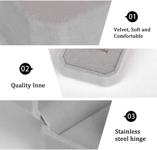 Vista 4 de BENECREAT Paquete de 10 cajas de terciopelo para aretes, caja de terciopelo negro para joyería, caja colgante de 2 x 2 x 1.6 pulgadas para bodas
