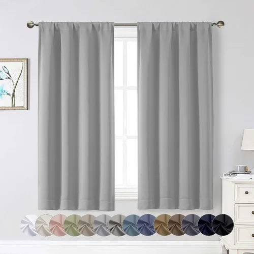Vista 172 de Cortinas opacas para dormitorio, sala de estar, juego de 2 paneles de 54 pulgadas de largo, cortinas de oscurecimiento de habitación con aislamiento