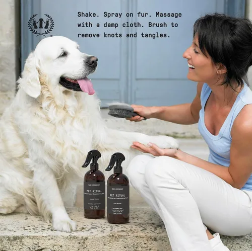 Vista 4 de Muse Apothecary Pet Ritual - Aerosol desenredante para perros y gatos, espray desenredante para mascotas, acondicionador desenredante en aerosol