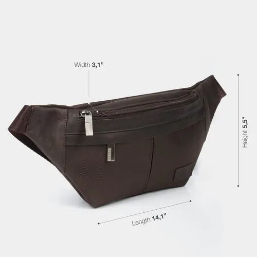 Vista 4 de VELEZ Riñonera de viaje Bolsa de cadera para hombre Riñonera de moda Bolso trasero con cinturón ajustable Marrón