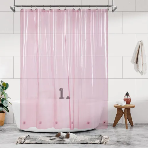 Vista 40 de Barossa Design - Forro de cortina estrecho de PEVA para ducha, con 3 imanes, impermeable, para cabina de baño pequeña, sin PVC, ojales metálicos