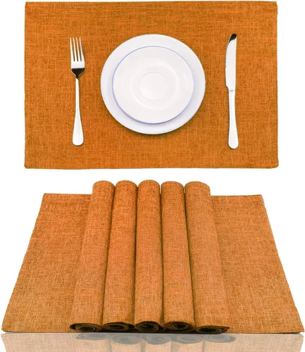Vista 7 de Weabetfu Juego de 4 manteles individuales de tela resistentes al calor, manteles individuales de algodón y lino, lavables a máquina, manteles